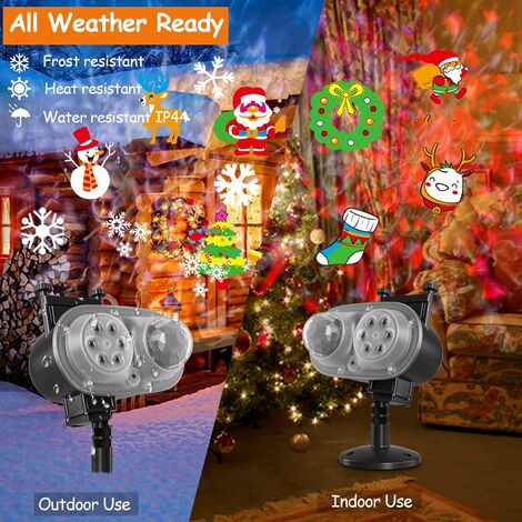Projecteur LED 16 diapositives 2 en 1 extérieur / intérieur Lumière de  Projection avec télécommande pour Noël Halloween Fête