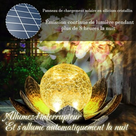 Fleur de Lotus LED Lumineuse, Étanche Lampe Solaire Jardin Lotus Décoratif, Décoration Écologique Jardin Étang, Lampe Solaire d'Extérieur pour Jardin, Pelouse, Trottoir, 4 Perles de Lampe