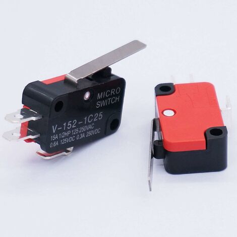 10 pièces Micro interrupteur court bras de levier de charnière droite SPDT interrupteur de fin de course à action instantanée pour Arduino V-152-1C25