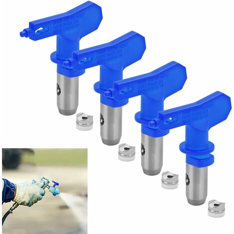 4 PCS Buse de Pulvérisation en Acier Tungstène Airless 517 et 415 Pistolet â Pulverisation Réversible avec 4 Bagues d'Étanchéité Buse Résistante pour Peinture, Meubles, Clôture,Bleu (1/5)