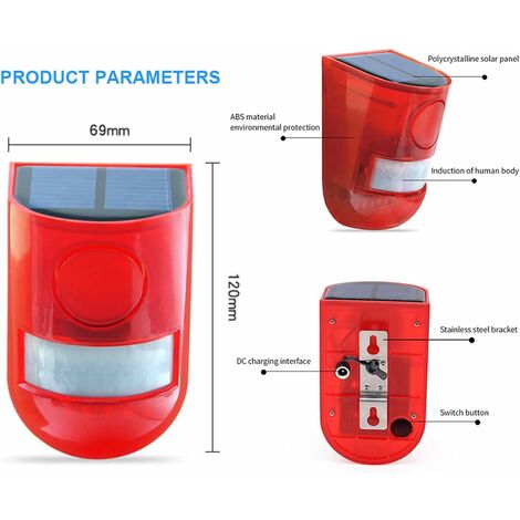 Lampe D'alarme Solaire Pour Voiture - Lot De 2 - Simulation Clignotement LED - Anti-vol Dissuasif - Installation Adhésive