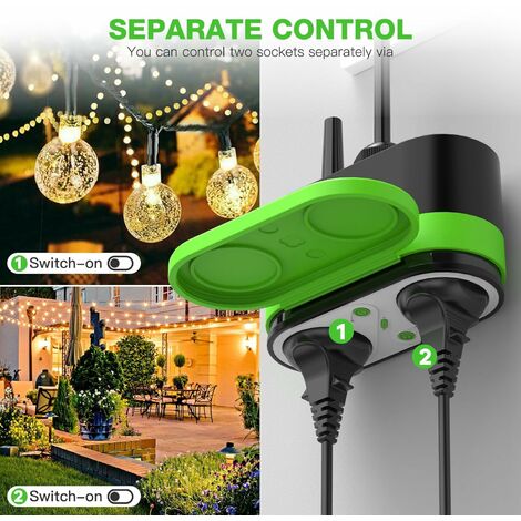 Tuya double socket Outdoor, outdoor socket, imperméable à l'eau, WLAN socket, outdoor, outdoor plug, télécommande d'application, double socket, outdoor Socket