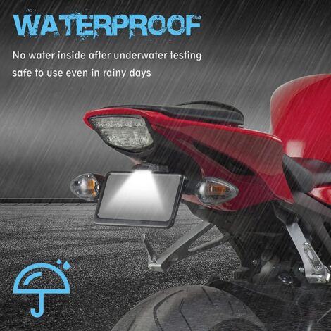Kit 2 Feux De Plaque D'Immatriculation Moto 12V - 3 LED SMD Super Lumineuses, Étanche, Universel Pour Moto, Quad, Scooter