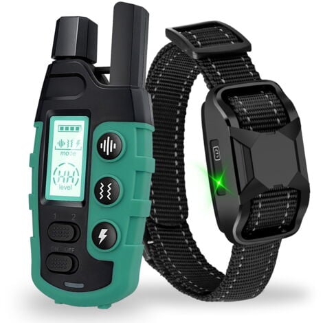 Collier Vibratoire Chiens (5-120Lbs) - Collier de dressage étanche 3300 ft pour chiens grands moyens petits avec télécommande rechargeable, Modes Bip (1-8), Vibration (1-16) et Choc Humain (1-99)