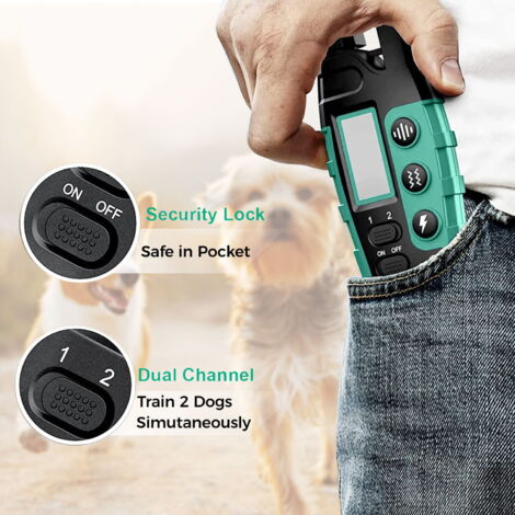 Collier Vibratoire Chiens (5-120Lbs) - Collier de dressage étanche 3300 ft pour chiens grands moyens petits avec télécommande rechargeable, Modes Bip (1-8), Vibration (1-16) et Choc Humain (1-99)