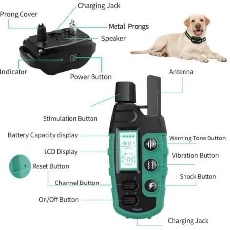 Collier Vibratoire Chiens (5-120Lbs) - Collier de dressage étanche 3300 ft pour chiens grands moyens petits avec télécommande rechargeable, Modes Bip (1-8), Vibration (1-16) et Choc Humain (1-99)