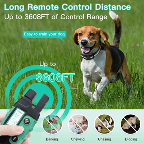 Collier Vibratoire Chiens (5-120Lbs) - Collier de dressage étanche 3300 ft pour chiens grands moyens petits avec télécommande rechargeable, Modes Bip (1-8), Vibration (1-16) et Choc Humain (1-99)