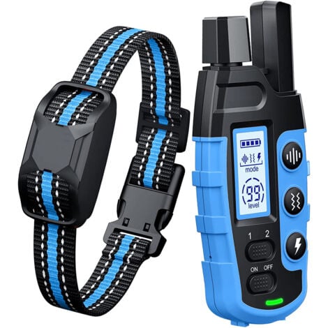 Collier pour chien-3300 pieds collier de dressage pour chien avec télécommande pour 5-120 LB collier rechargeable et étanche pour chien de petite et moyenne taille, bleu
