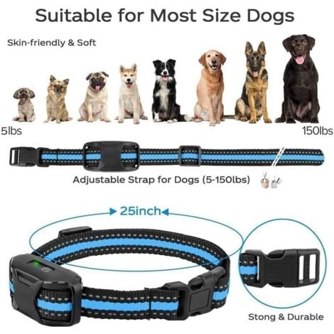 Collier pour chien-3300 pieds collier de dressage pour chien avec télécommande pour 5-120 LB collier rechargeable et étanche pour chien de petite et moyenne taille, bleu