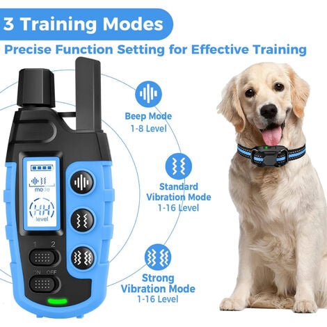Collier pour chien-3300 pieds collier de dressage pour chien avec télécommande pour 5-120 LB collier rechargeable et étanche pour chien de petite et moyenne taille, bleu