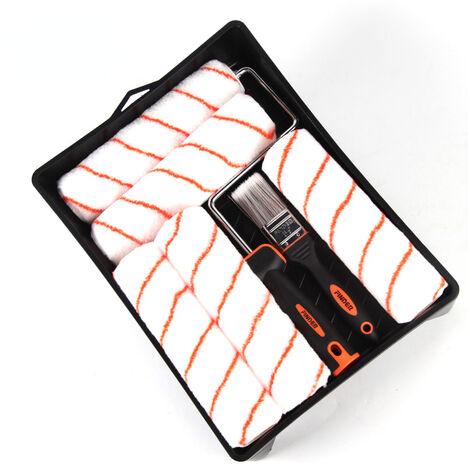 Gotrays – Lot de 5 rouleaux de peinture professionnels 22,9 cm – 100 % polyester – Cadre de rouleau avec poignée TPR – Pinceau 3,8 cm – Plateau en ABS (1/5)