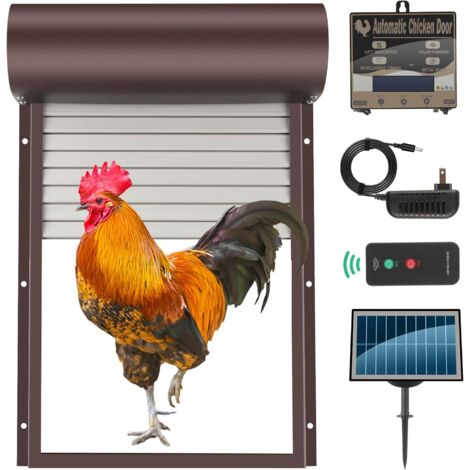 Porte de cage de poulet automatique solaire, porte de cage de poulet avec panneau solaire et télécommande. Tout en aluminium résistant aux intempéries, conception anti - pincement de la Cour de poulet (1/5)