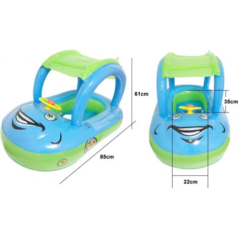 STLOVe Bouée Bébé Avec Auvent - Siège Flottant Gonflable, PVC Sans BPA - Pour Piscine, Plage (3-5 Ans)