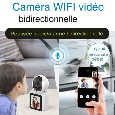 Caméra Surveillance WiFi Interieur,Caméra de Surveillance avec 2,8 Pouce Écran, 360°Caméra Maison pour Âgé/Enfants/Animaux, Vidéo Bidirectionnelle,Détection de Mouvement IA