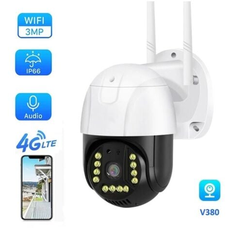 4G Caméra de Surveillance Extérieure, 360° PTZ Caméra IP avec Suivi Automatique,Camera 4G Détection Humaine Vision Nocturne Couleur Enregistrement Suivi Auto Sécurité Maison