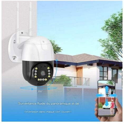 4G Caméra de Surveillance Extérieure, 360° PTZ Caméra IP avec Suivi Automatique,Camera 4G Détection Humaine Vision Nocturne Couleur Enregistrement Suivi Auto Sécurité Maison