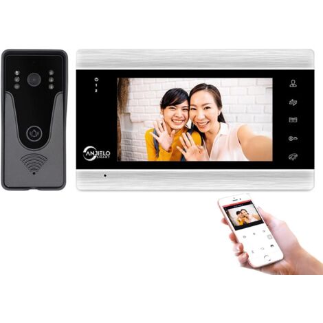 Système d'interphone vidéo, caméra de sonnette vidéo WiFi avec moniteur 1080p 7 pouces, caméra de sonnette filaire, prise en charge du déverrouillage à distance, détection de mouvement PIR (1/5)