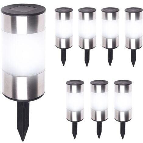Lot de 8 bornes solaires 2 en 1 en acier inoxydable (lumière chaude) (1/5)