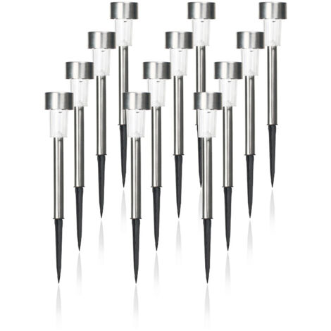 Lot de 12 guirlandes solaires de Noël en acier inoxydable imperméable, lumières colorées pour l'extérieur, le patio, le jardin, le paysage / l'allée. (4.5x29.5cm) (1/4)