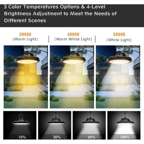 Lampe Solaire Suspendue Lixada IP66 Télécommande - 3 Couleurs 4 Modes - Intérieur Extérieur