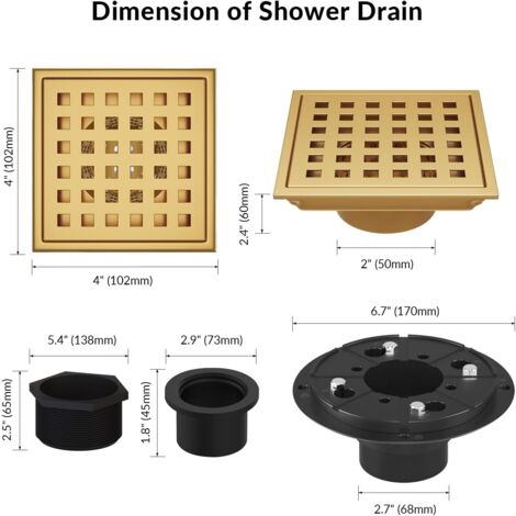 Drain de plancher en acier inoxydable 304 Base Nickel brossé Withflange Kit de vidange carré douche plancher de vidange - Chine Vidange de douche-de-chaussée, siphon de sol avec le flasque