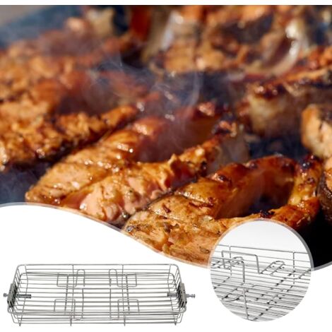Grille Barbecue Ronde Inox - Filet à Poisson Et Viande, Camping Extérieur
