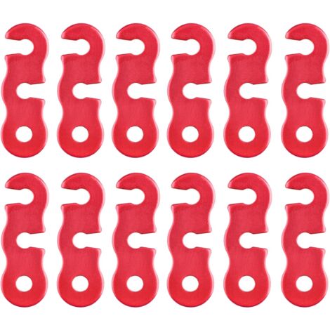Tendeur de Corde Camping en Alliage d'Aluminium Ajusteur de Corde Guyline Tendeurs pour Tente Bâche Randonnée (Rouge - 12 Pièces) (1/5)