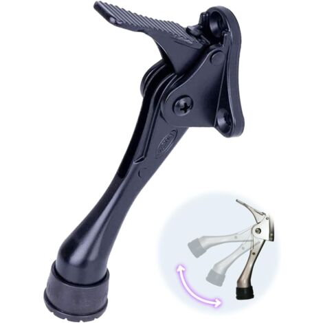 Butée de porte One Touch Kickdown, support de porte, butée de porte robuste, bas de porte, embouts en caoutchouc réglables en hauteur (noir 4 pouces x 1 paquet) (1/5)