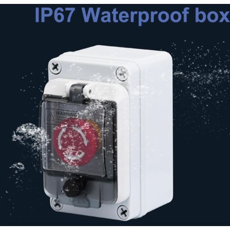 Bouton d'arrêt d'urgence avec boîte, interrupteur d'arrêt d'urgence, interrupteur à bouton-poussoir d'arrêt d'urgence, boîte étanche pour une utilisation en extérieur, IP66 660 V 10 A