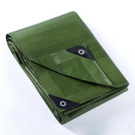 Bâche de protection bâche imperméable 2x2m vert 160g/m² bâche imperméable résistante aux UV en polyéthylène avec œillets (1/3)