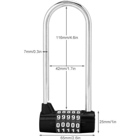 Cadenas à Code 6 Chiffres électronique - IP55 étanche, Goulot Inox 12mm, 10 Codes Stockables, Pour Casier, Gym, école - 7