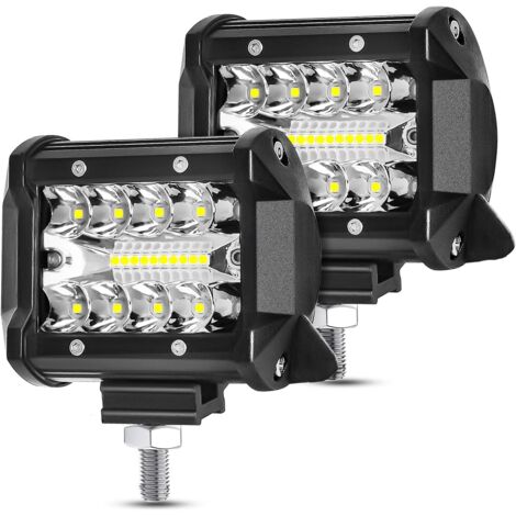 AAIWA Barre lumineuse LED 10,2 cm 120 W 12 000 lm Combinaison de feux tout-terrain à triple rangée de feux de travail LED pour camionnettes, VTT, UTV, SUV, bateaux, 2 pièces (1/5)