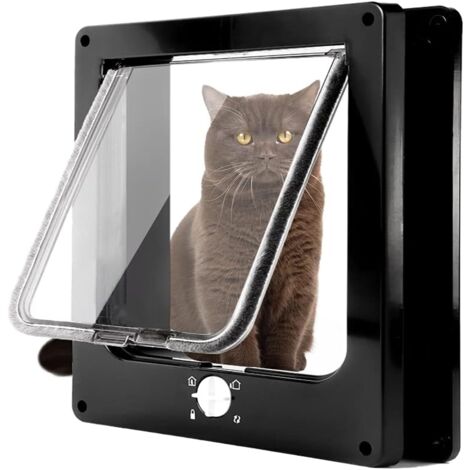 Chatière à verrouillage à 4 voies de taille moyenne avec aimants, extrêmement durable, facile à installer pour chats et chiens, chatière manuelle silencieuse pour porte murale/en bois/en PVC avec tunn (1/5)