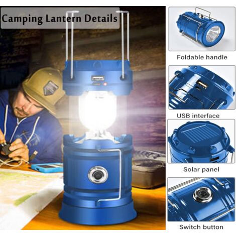 Lot De 2 Lanternes De Camping Rechargeables, Ampoule LED Portable Avec 3 Modes Declairage Et Crochet Lampe De Secours Etanche Pour Camping Tente Peche Randonnee 87409429