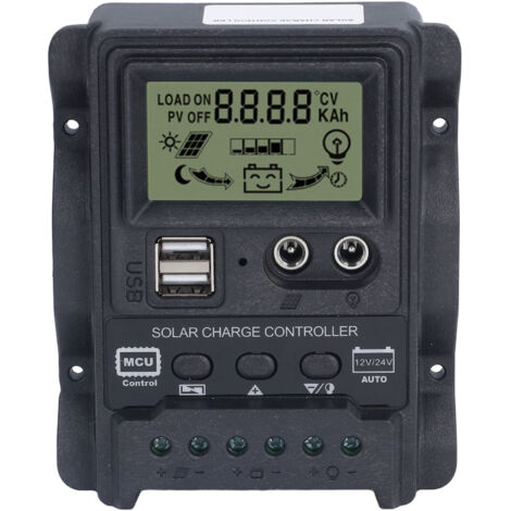 Contrôleur de Charge solaire double USB ABS LCD affichage PWM contrôleurs de Charge contrôle de la lumière 12V24V30A 390W 780W (1/5)