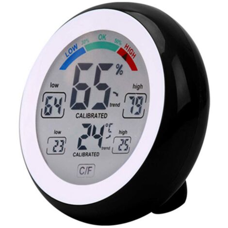 Hygromètre de thermomètre extérieur intérieur, compteur d'humidité de température électronique sans fil, thermomètre à écran tactile rond à écran LCD numérique domestique, testeur de station météo (1/5)