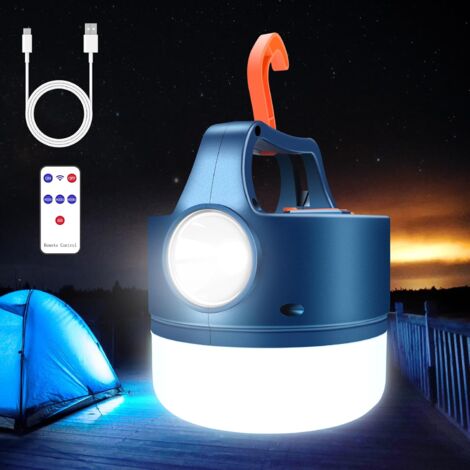 Lanterne LED Rechargeable USB ou Solaire Lampe Camping 2400mAh Lampe Torche 5 Modes Etanche Portable Suspendue pour Camping, Lecture, Bricolage, Secours, Garage, Cave (1/5)