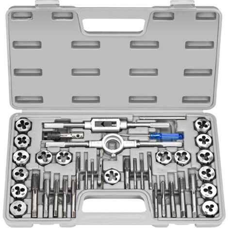 40 Pièces Coffret Tarauds et Filière Métrique M3-M12 Jeu de Tarauds avec Clé à Tarauder pour Couper Filetage Externe Interne (1/5)