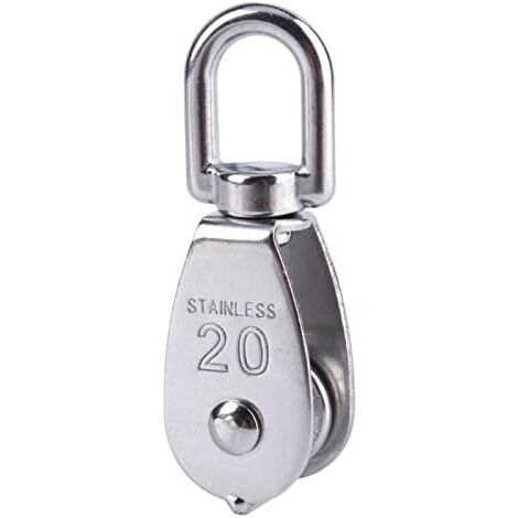 Poulie simple M20en acier inoxydable, poulie pivotante, charge de 75kg pour corde de levage - argent (1/5)