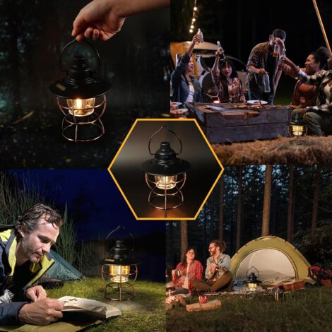 Lampe De Camping LED BORDEAG Rechargeable - 1000 Lumens, 3 Modes, IPX4, Batterie 2600 MAh - Design Rétro - 11