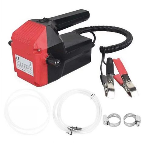 Pompe vidange huile moteur, 12V  pompe essence, pompe electrique gasoil à huile résistantes à la corrosion, pour voiture, bateau, moto, comprend des instructions et des chiffons d'huile (Rouge) (1/5)