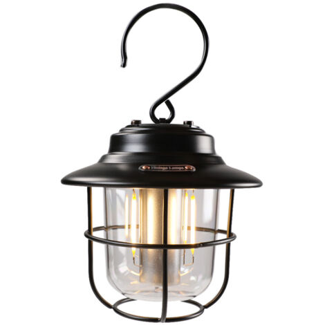 Lampe Camping Rechargeable Lanterne Camping avec Batterie de 2600mAh, Matériau Métallique Durable, 3 Modes de Lumière et 6 Niveaux de Luminosité, Lampe de Camping Rétro Idéal pour Camping (1/5)