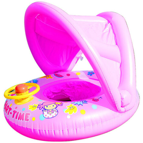 Flotteur de natation pour bébé, siège gonflable avec anneau de natation pour bébé avec auvent, flotteur d'aide à la natation pour enfant nouveau-né de 3 à 72 mois (1/5)