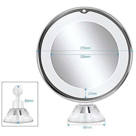 Miroir De Maquillage Grossissant 10x Avec Ventouse Et Miroir De Salle De Bain A Lumiere Led 95286194