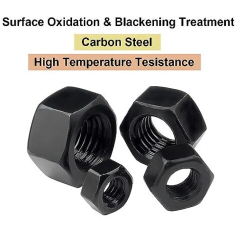 2 écrous Hexagonaux à Fente M20 X 1,5 Mm - Grade 4,8, Acier Au Carbone Noir - Pour Fixation Sécurisée
