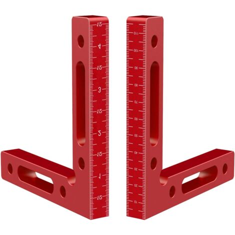 2 Pièces Equerre de positionnement à 90 degrés en aluminium, 12cm x 12cm Clip à angle droit pour le travail du bois Outils de travail du bois pour les cadres photo Assemblage carré Tiroir d'armoire (1/5)