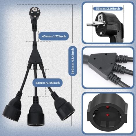 SEPT-Fiche Triple Pour Prise,Rallonge électrique 3 En 1,3 En