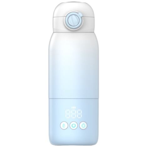Chauffe Biberon Portable sans Fil, Chauffage Rapide et Longue Durée de la Batterie, 2 Modes pour Lait Maternel et Eau, Température Réglable, Grande Capacité de 340 ml pour Voyage bleu (1/5)