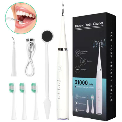 Brosse à dents électrique Blanche - 5 modes de nettoyage, étanche ipx6, minuterie intelligente et capteur de pression pour un nettoyage doux et efficace (1/4)
