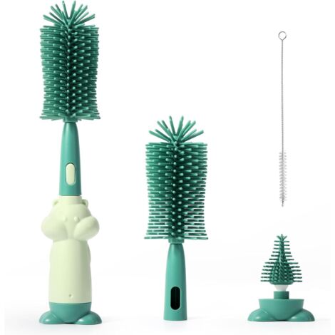 Goupillon Biberon,Ensemble De Brosse Biberon BéBé 3 en 1,Ecouvillon Biberon Silicone Doux,RéSistant Aux Rayures Et Durable,Nettoyeur Biberon pour Nettoyer Les Biberons Et Les Tasses (1/5)